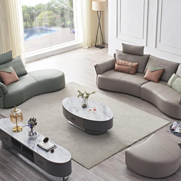 SALON CUIR 6 PLACES FM578 CLR NACRE YMA-2205/VERT YMA-2206