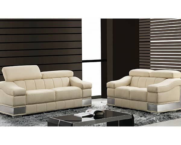 SALON CUIR 6 PLACES S-415 COULEUR A82 BEIGE