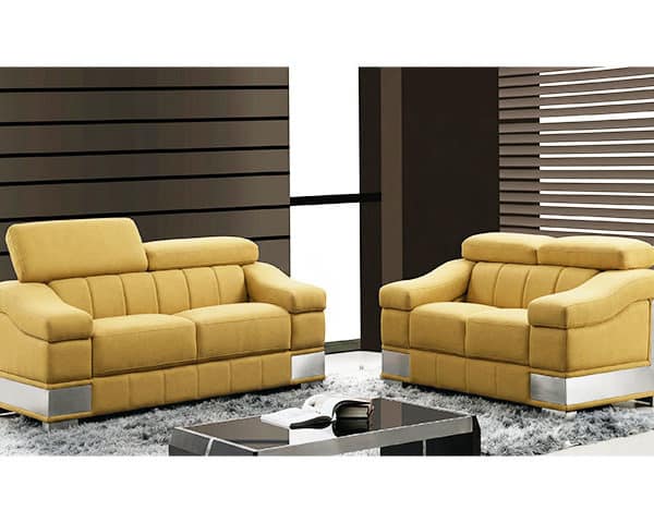 SALON CUIR 6 PLACES S-415 COULEUR A6237 JAUNE