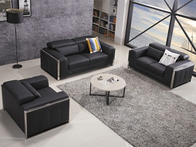 SALON CUIR 6 PLACES FM219 KIWI CLR NOIR AG03