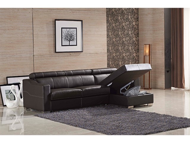 SALON CUIR 3 PLACES BED FM060 CLR MARRON FONCE LA04