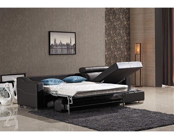 SALON CUIR 3 PLACES BED FM060 CLR MARRON FONCE LA04