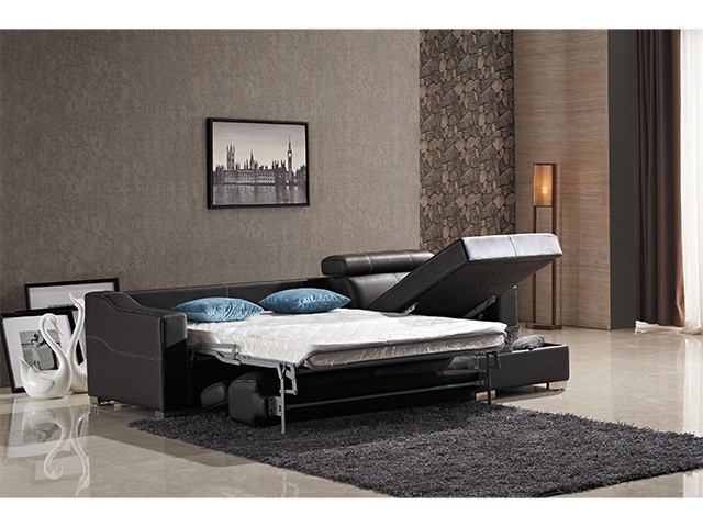 SALON CUIR 3 PLACES BED FM060 CLR MARRON FONCE LA04