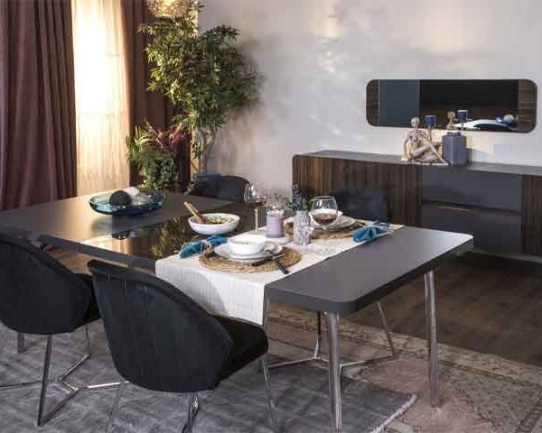 Promotion 9 TABLE A MANGER 6 PLACES REVEN EXTANSIBLE 1715X1060X179 MARRON GRIS