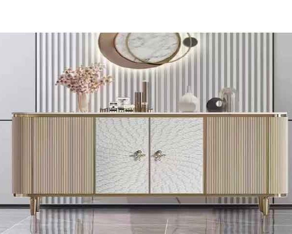 BUFFET SANS MIROIR REF 8062 157X47X98,5 COULEUR BLANC /DOREE/BEIGE