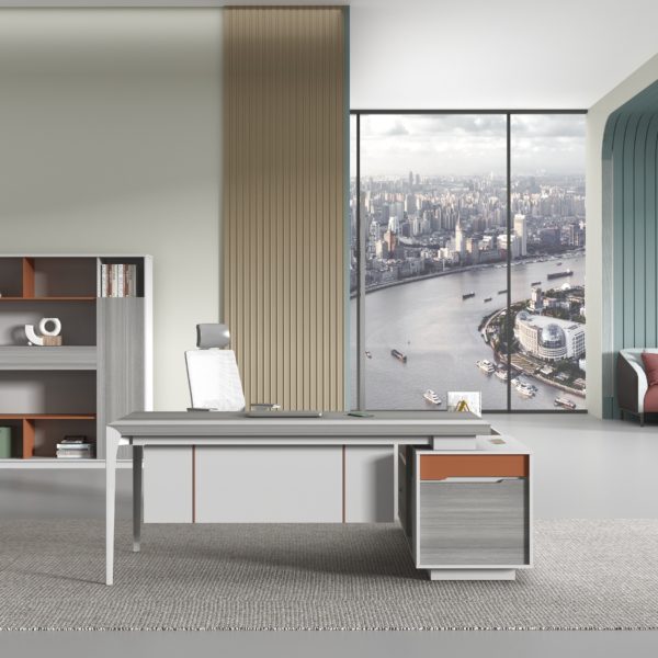 BUREAU DIRECTION MGA01-1816 (L/R) 1800*1600*750 CLR MARRON P23+White