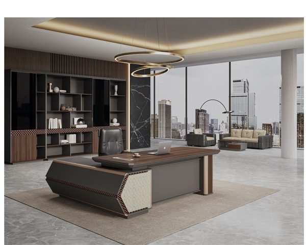 BUREAU DIRECTION MQA03-2018 LEFT 2000*1850*750 Brown 23+Light grey