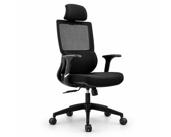 FAUTEUIL DOSSIER HAUT EN MAILLE 686AB-U NOIR 65*68*118-128