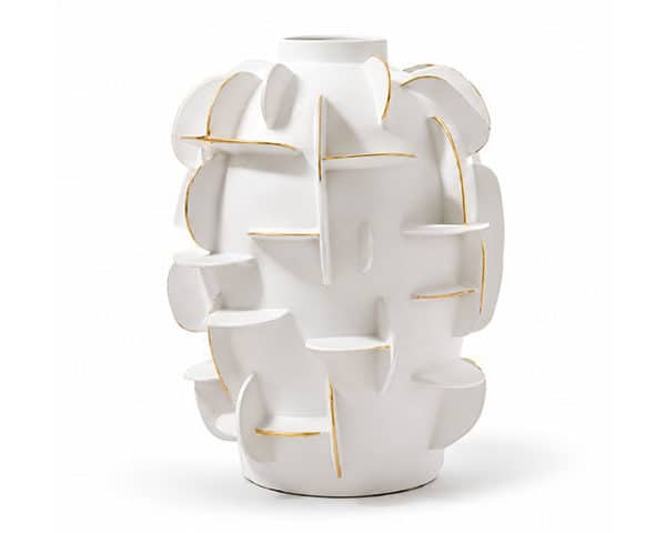 VASE DE DECORATION REF NHTC2464-2-W COULEUR BLANC