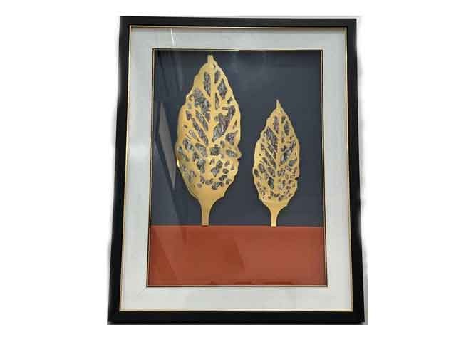 TABLEAU DE DECORATION 80X60X5 COULEUR NOIR DOREE ORANGE