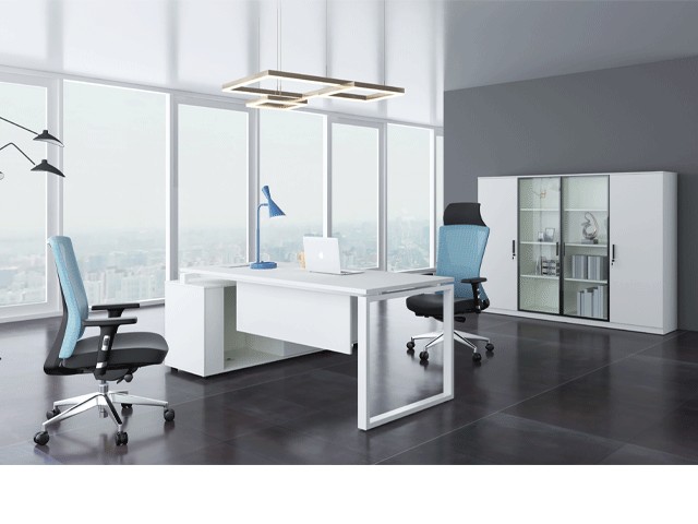 BUREAU DIRECTION DG05-D0318KW (L/R) 1800*1600x750 COULEUR DB01 BLANC