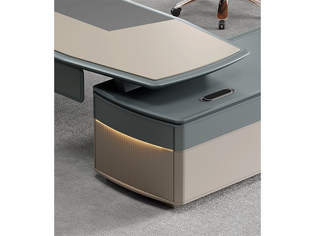 BUREAU PRESIDENT EMF-02D26 L/R 2560*2000x760 DC15 SKY GREEN+DC16 GREY