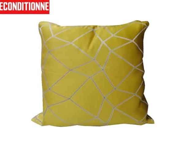 COUSSIN 43X43 JAUNE GRIS RECOND