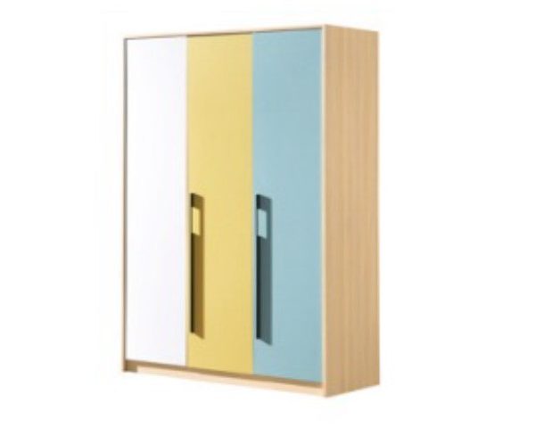 ARMOIRE CHAMBRE A COUCHER 9802 3P BAT CLR 03 JAUN/BLEU/BLAN 200X50X12