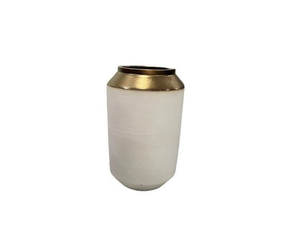 VASE DE DECORATION CB078CEF PM F COULEUR BLANC/DOREE