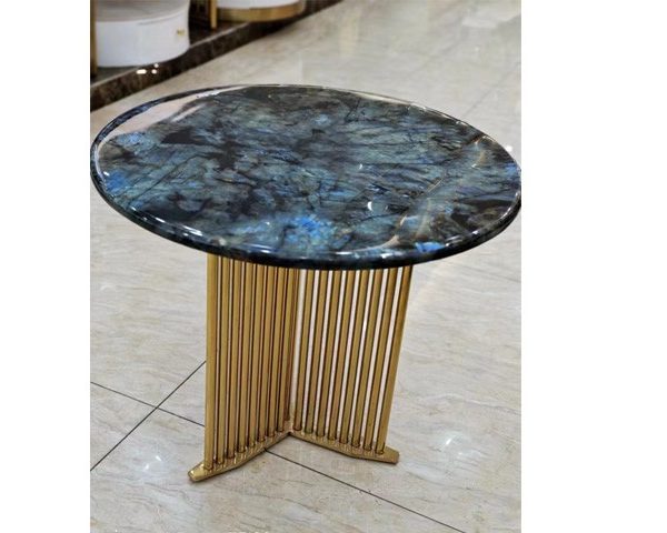 TABLE DE COIN EN MARBRE TT210 60X60 DOREE