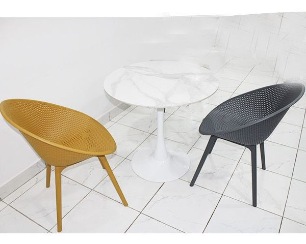 TABLE TETE A TETE EN MARBRE 2 PLACES REF T09 80x80x40 COULEUR BLANC