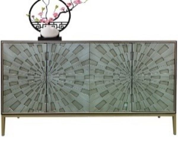 BUFFET SANS MIRROIR M-8138-4ZK 157X47X98 COULEUR GRIS/DOREE/NOIR