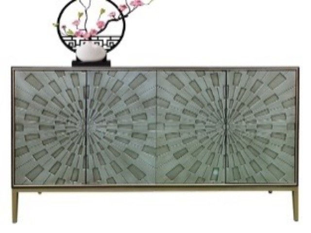 BUFFET SANS MIRROIR M-8138-4ZK 157X47X98 COULEUR GRIS/DOREE/NOIR