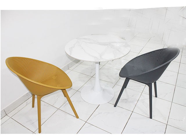 TABLE TETE A TETE EN MARBRE 2 PLACES REF T09 80x80x40 COULEUR BLANC