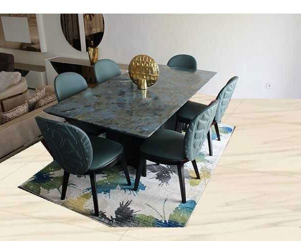 TABLE A MANGER 6 PLACES REF SY22137 EN MARBRE 202x99x73 COUEUR VERT