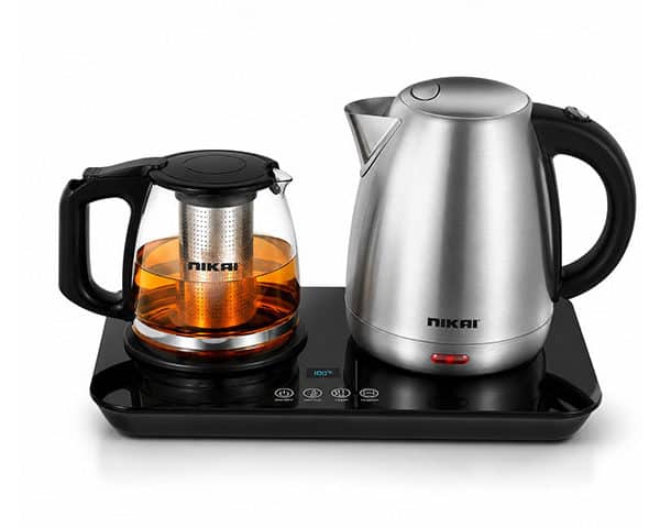 BOUILLOIRE ELECTRIQUE 1.8L NIKAI INOX+THETHIERE VERRE 1.2L NTM3939S