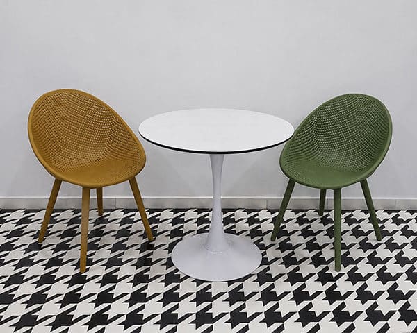 TABLE TETE A TETE RONDE EN VERRE 2 PLACES REF T09 86x86x73 CLR BLANC