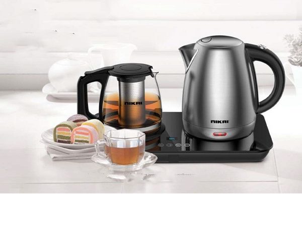 BOUILLOIRE ELECTRIQUE 1.8L NIKAI INOX+THETHIERE VERRE 1.2L NTM3939S