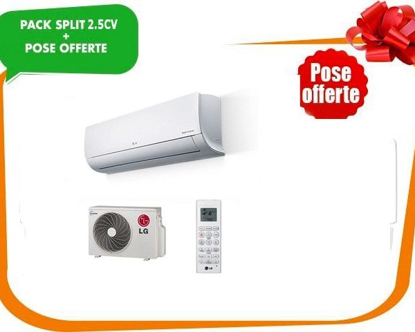 SPLIT 2.5 CV LG DUAL INVERTER L18 CGH 18000BTU GAZ R410+POSE OFFERTE