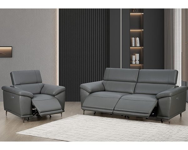 SALON CUIR 6 PLACES HY-8108 COULEUR #657 GRIS