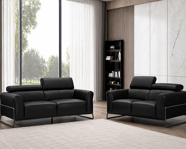 SALON CUIR 6 PLACES HY-9217 COULEUR #511 NOIRE