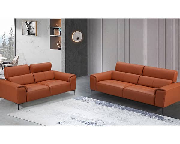 SALON CUIR 6 PLACES SX-9053 COULEUR DIEZ 9021 ORANGE