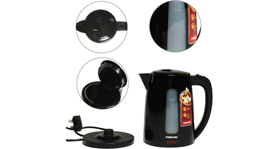 BOUILLOIRE ELECTRIQUE EN PLASTIQUE 1.7L NIKAI 220AX AC-220-240V NOIR