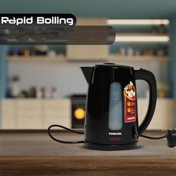 BOUILLOIRE ELECTRIQUE EN PLASTIQUE 1.7L NIKAI 220AX AC-220-240V NOIR