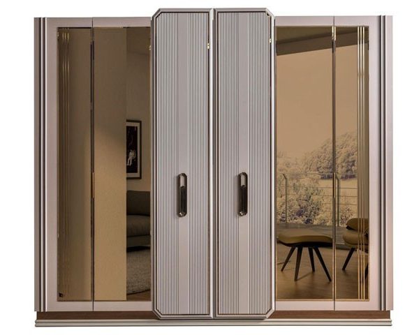 ARMOIRE CHAMBRE A COUCHER 180X200 VENICE BATTANTES MARRON BEIGE