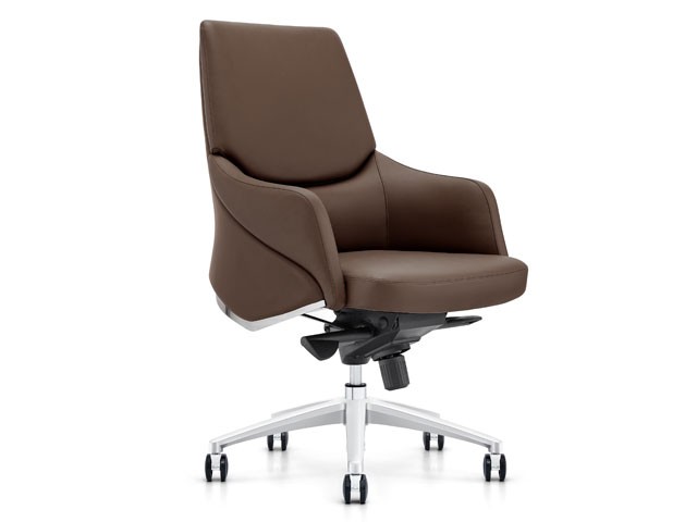 FAUTEUIL DOSSIER BAS PU YS1523B C54 MARRON PIED CHROME
