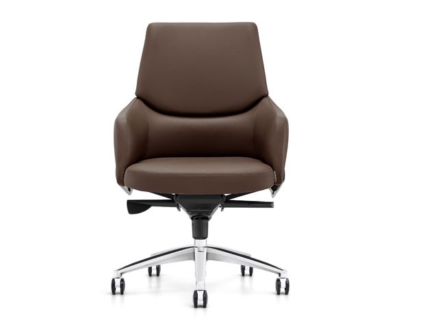 FAUTEUIL DOSSIER BAS PU YS1523B C54 MARRON PIED CHROME