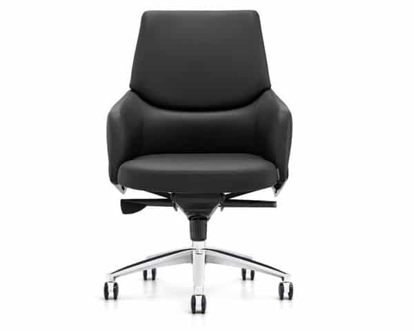 FAUTEUIL DOSSIER BAS PU YS1523B C4 NOIR PIED CHROME