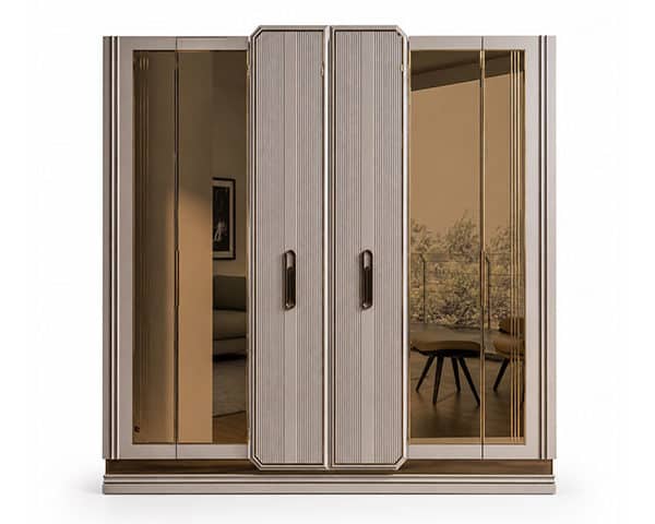 ARMOIRE CHAMBRE A COUCHER 180X200 VENICE BATTANTES MARRON BEIGE