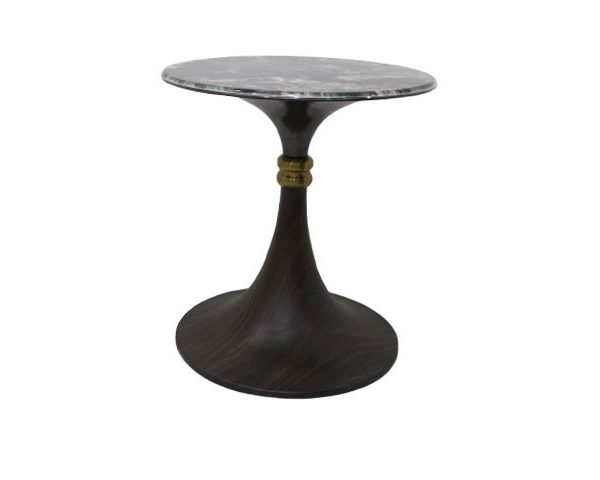 TABLE DE COIN EN MARBRE REF #12A Ø400*530 COULEUR BEIGE/MARRON