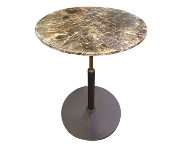 TABLE DE COIN EN MARBRE REF #12B Ø500*750 COULEUR MARRON/GRIS