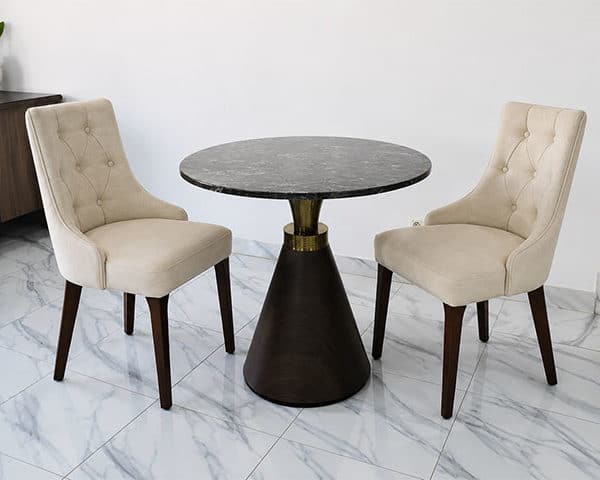 TABLE TETE A TETE EN MARBRE RONDE REF #8 Ø800*750 MARRON/NOIR/DOREE