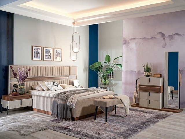 CHAMBRE A COUCHER 180X200 COMPLETE SAVANORA PORTES BATTANTES