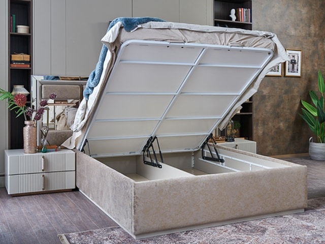 CHAMBRE A COUCHER 180X200 COMPLETE CREA PORTES BATTANTES