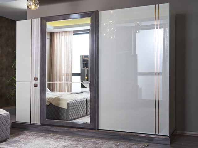 CHAMBRE A COUCHER 180X200 COMPLETE DANTE PORTES COULISSANTES