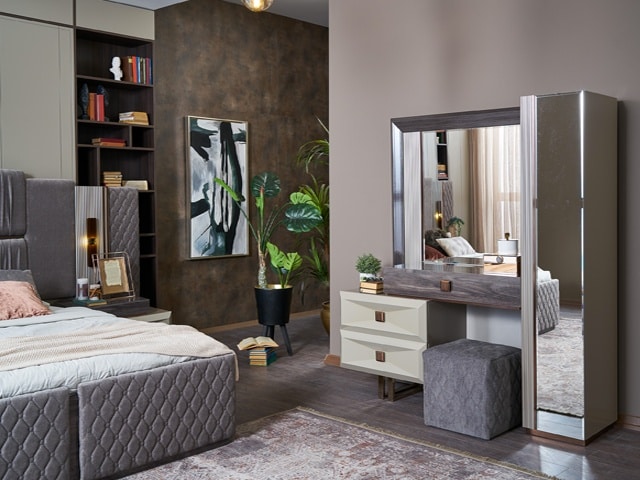 CHAMBRE A COUCHER 180X200 COMPLETE DANTE PORTES COULISSANTES