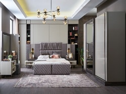 CHAMBRE A COUCHER 180X200 COMPLETE DANTE PORTES COULISSANTES