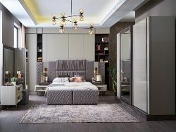 CHAMBRE A COUCHER 180X200 COMPLETE DANTE PORTES COULISSANTES