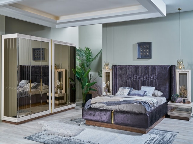 CHAMBRE A COUCHER 180X200 COMPLETE LARISSA PORTES BATTANTES