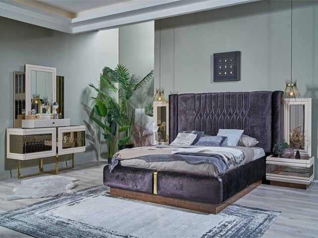 CHAMBRE A COUCHER 180X200 COMPLETE LARISSA PORTES BATTANTES